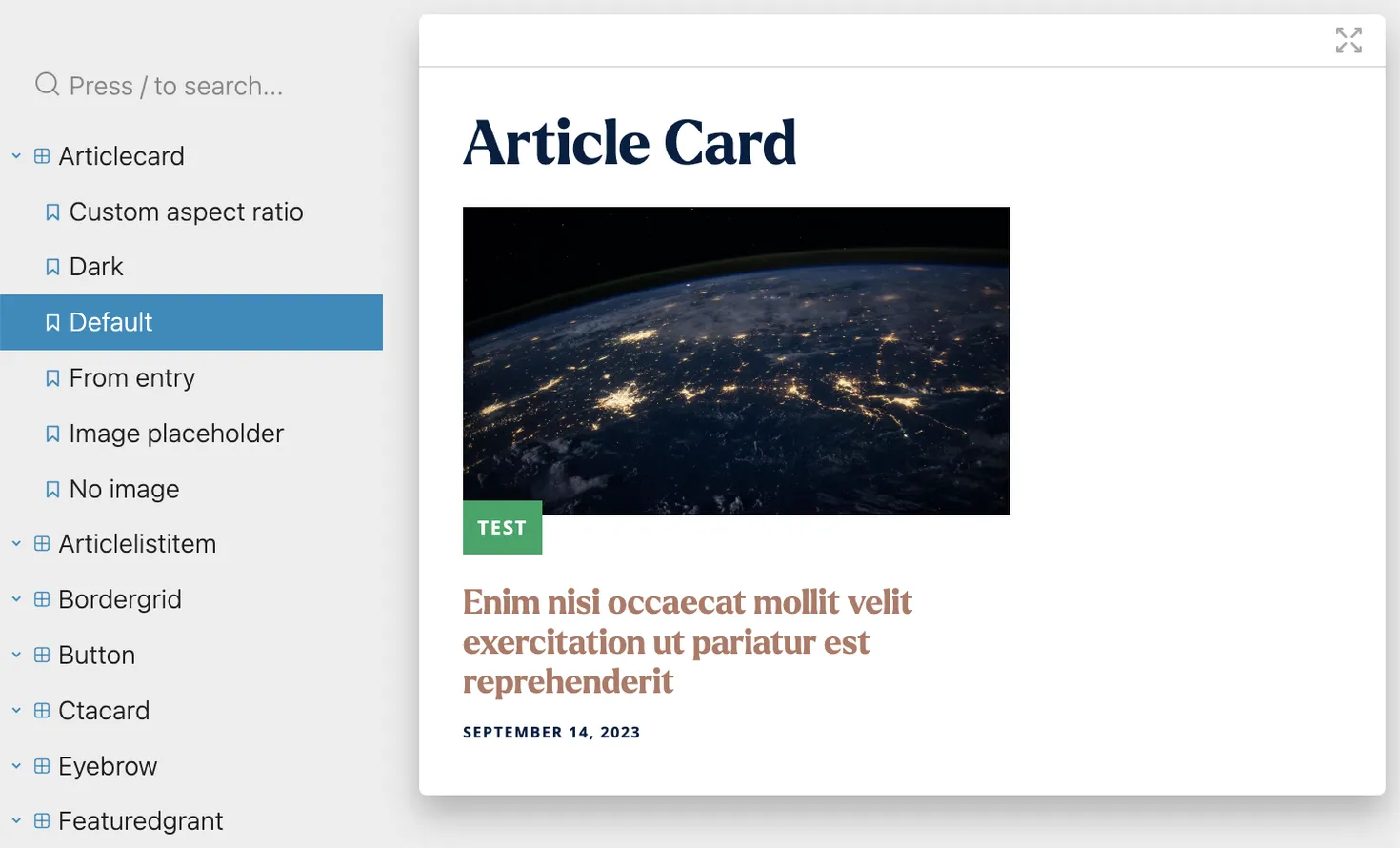 Article Card component for Bezos Earth Fund